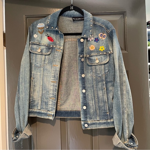 The Kooples Light Blue Denim Jacket with Colorful Embroidery - Picture 2 of 3